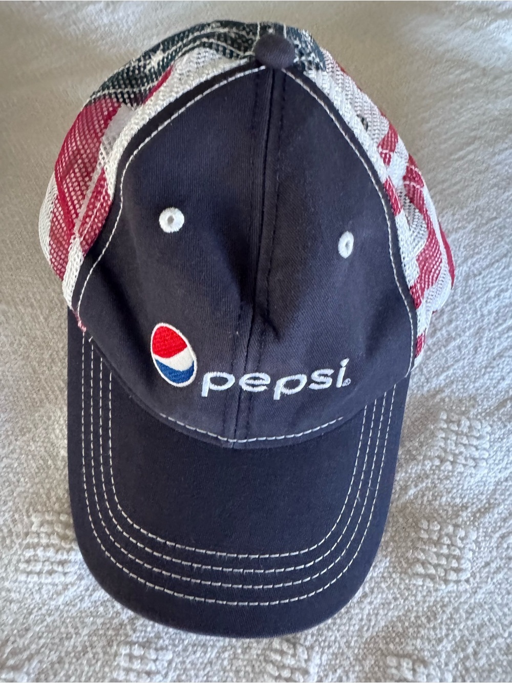 PEPSI American Flag Baseball Trucker Hat Cap  Adjustable (Hook & Loop)
